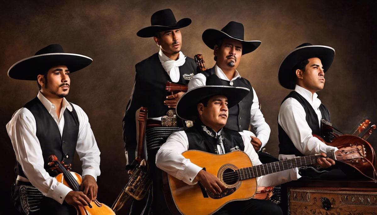 Imagen de la música de mariachi y rancheras, representando la intensidad y el espíritu emocional transmitido en su música.