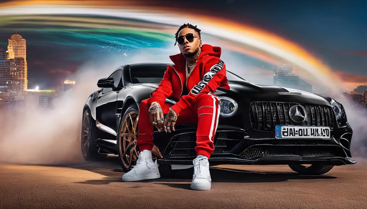 Imagen de Ozuna, un artista de reggaeton, con su característico estilo musical y emotivo.