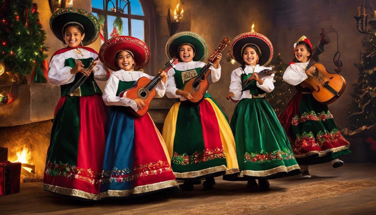 Imagen de una representación musical de villancicos navideños mexicanos